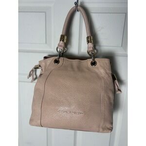 Jorge Bischoff Blush Nude Leather Tote Satchel Shoulder Bag Textured  Gold Work